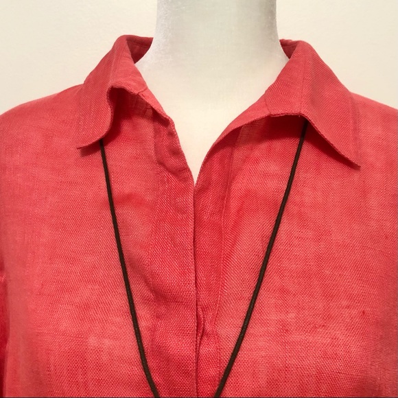 Diane Gilman Collection Coral Linen Blouse - Picture 2 of 8